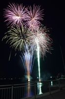 新年を祝う花火が盛大に打ち上げられた＝小松島市小松島町の小松島みなと交流センターｋｏｃｏｌｏ前